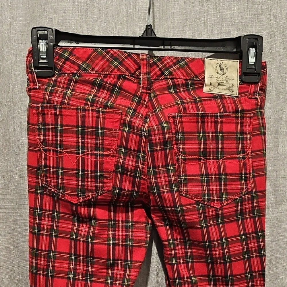 Ralph Lauren Girls Red Plaid Stretch Jeans